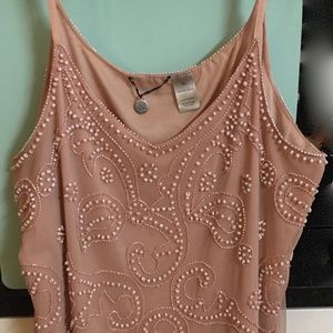 SALE Stunning Mauve/Peach BKE Tank Top with Bead Embroidery Women's Sz XL